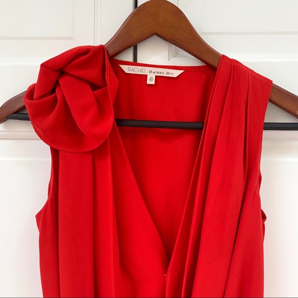 Rachel Roy GORGEOUS Red Draped Flower Blouse - Picture 2 of 10